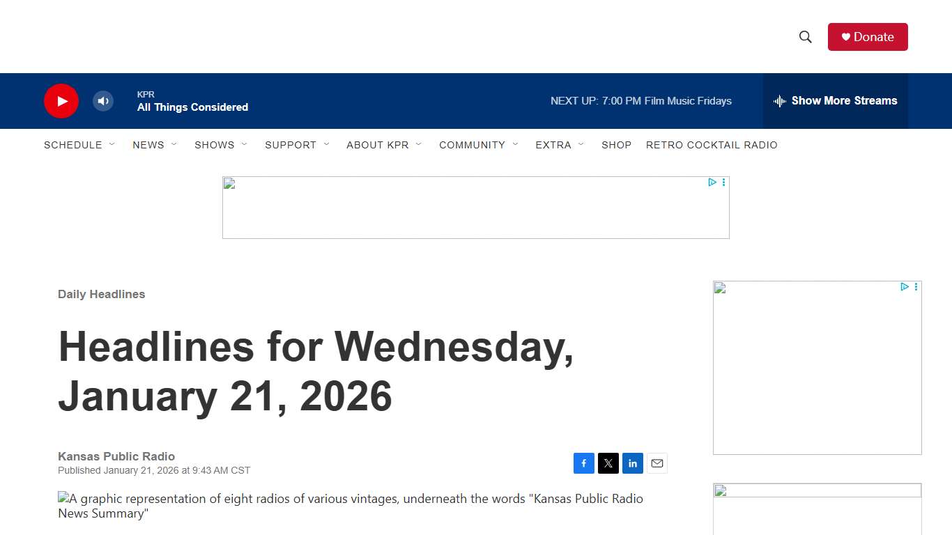 Headlines for Wednesday, January 21, 2026